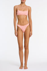 MICA PORTE Pink Geometric Crop Bikini Set