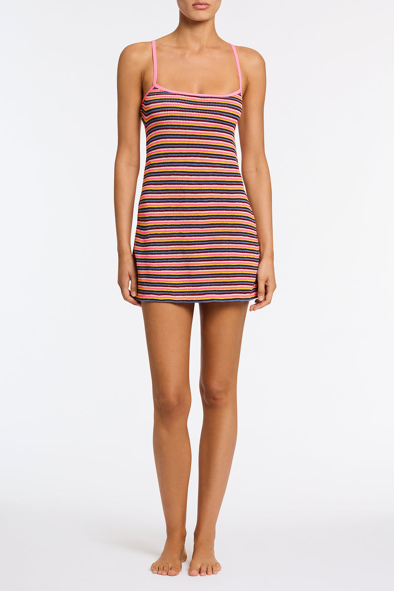 MINNI LONI Stripe Crochet Mini Dress