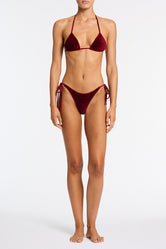 VINCA - RONI Burgundy Velvet Triangle Bikini Set