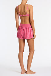 Cara Princ Triangl Shorts in Pink Textured Velvet