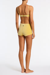 Celeste Maca Triangl Yellow Textured Velvet Shorts