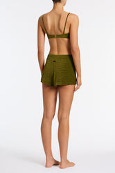 Dacy Varo Triangl Green Textured Velvet Shorts.