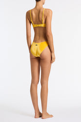 MAIA CHESTE Yellow Velvet Scoop Bikini Set