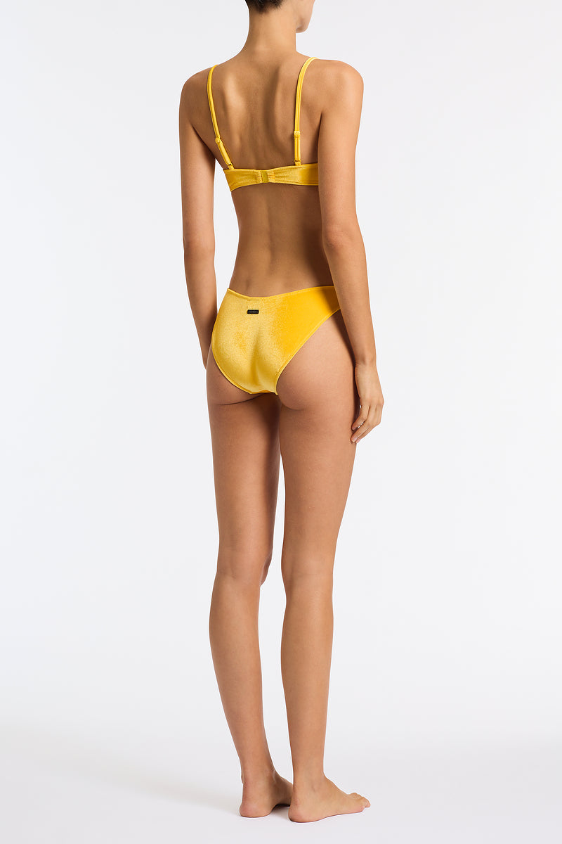 MAIA CHESTE Yellow Velvet Scoop Bikini Set