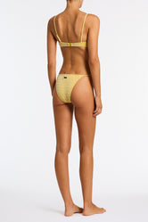 Mala Maca Triangl Yellow Textured Velvet Bikini