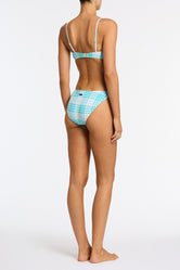MICA BLUE BLOSS CHECK Crop Bikini Set