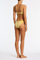 Mica Maca Triangl Yellow Textured Velvet Bikini