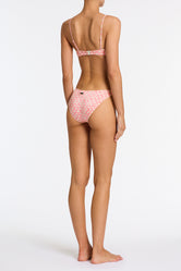 MICA PORTE Pink Geometric Crop Bikini Set