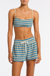 Cara Graci Triangl Shorts in Blue Terry Stripe