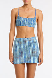 Kasi Dello Triangl Blue Sparkle Crochet Mini Skirt