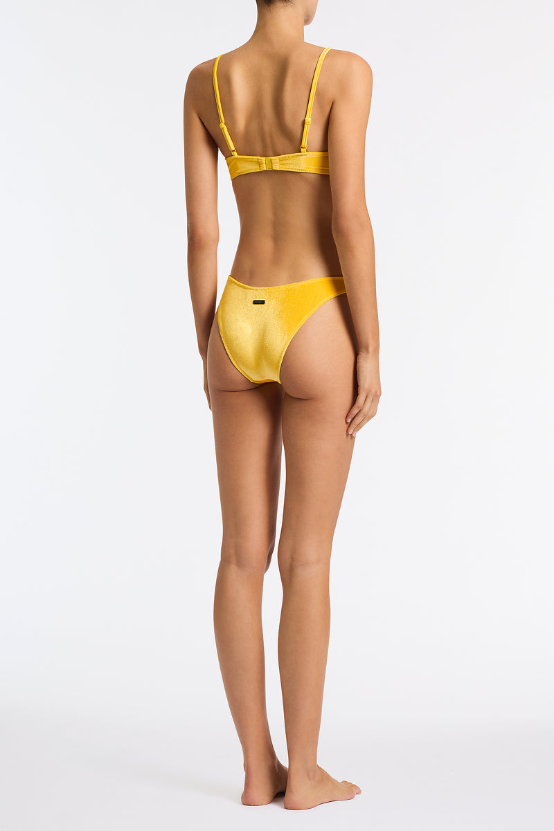 MAIA CHESTE Yellow Velvet Scoop Bikini Set