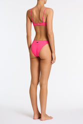 MICA ADAO Pink Textured Crop Bikini Set