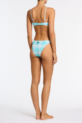 MICA BLUE BLOSS CHECK Crop Bikini Set