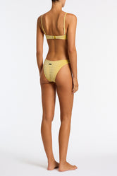 Mica Maca Triangl Yellow Textured Velvet Bikini