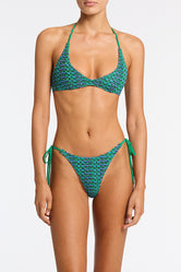 CORA - SAXE Green Crochet Halter Bikini Set