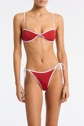 ESTE NASSE Red Scoop Crop Bikini Set