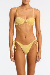 Mala Maca Triangl Yellow Textured Velvet Bikini