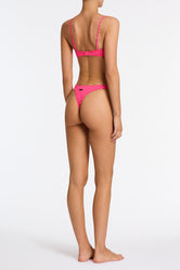 MICA ADAO Pink Textured Crop Bikini Set