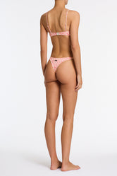 MICA PORTE Pink Geometric Crop Bikini Set
