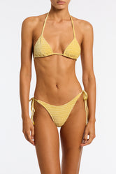 Vinca Maca Triangl Yellow Textured Velvet Bikini