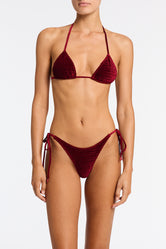 VINCA - RONI Burgundy Velvet Triangle Bikini Set