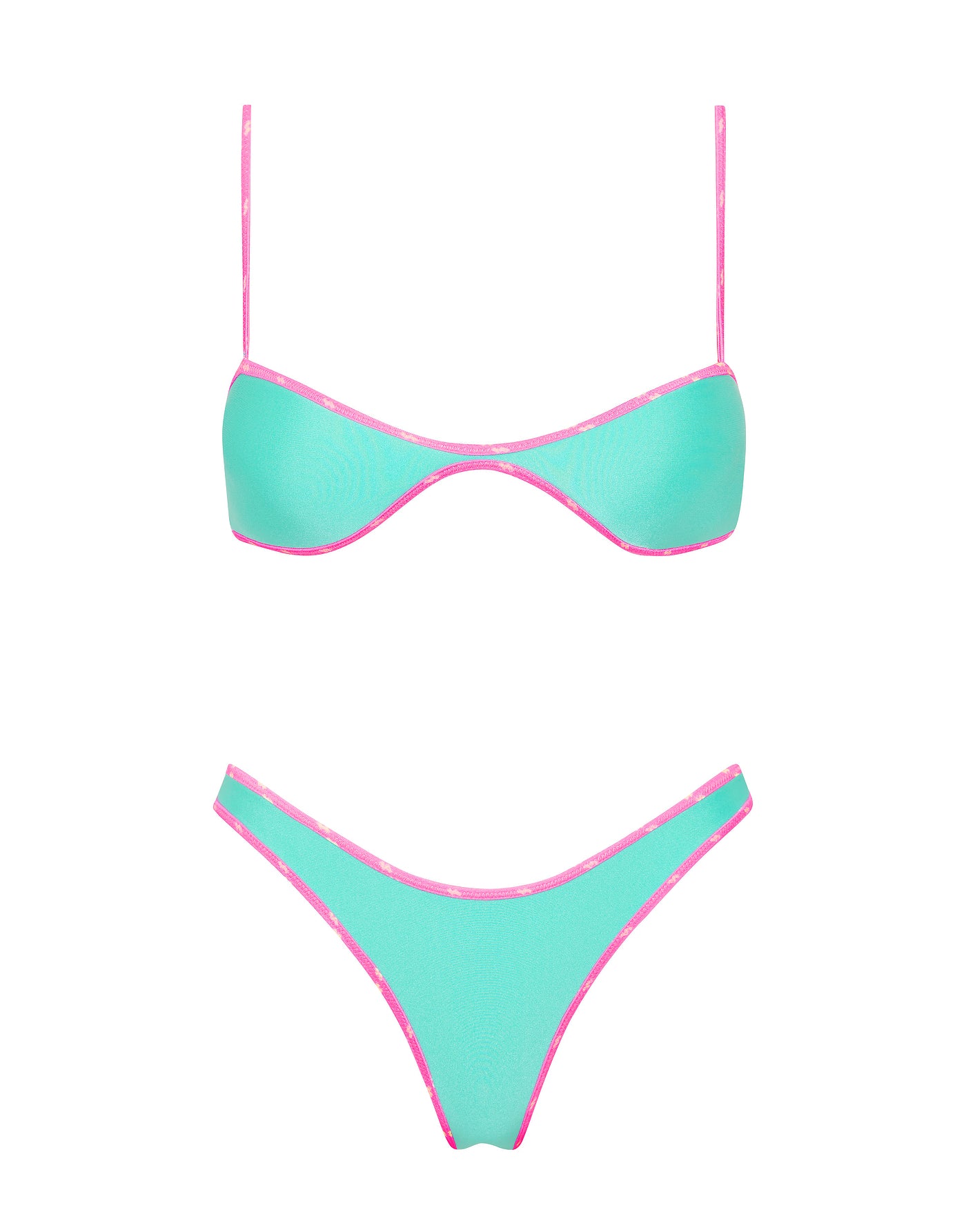 ESTE TURQUOISE Neoprene Scoop Crop Bikini Set