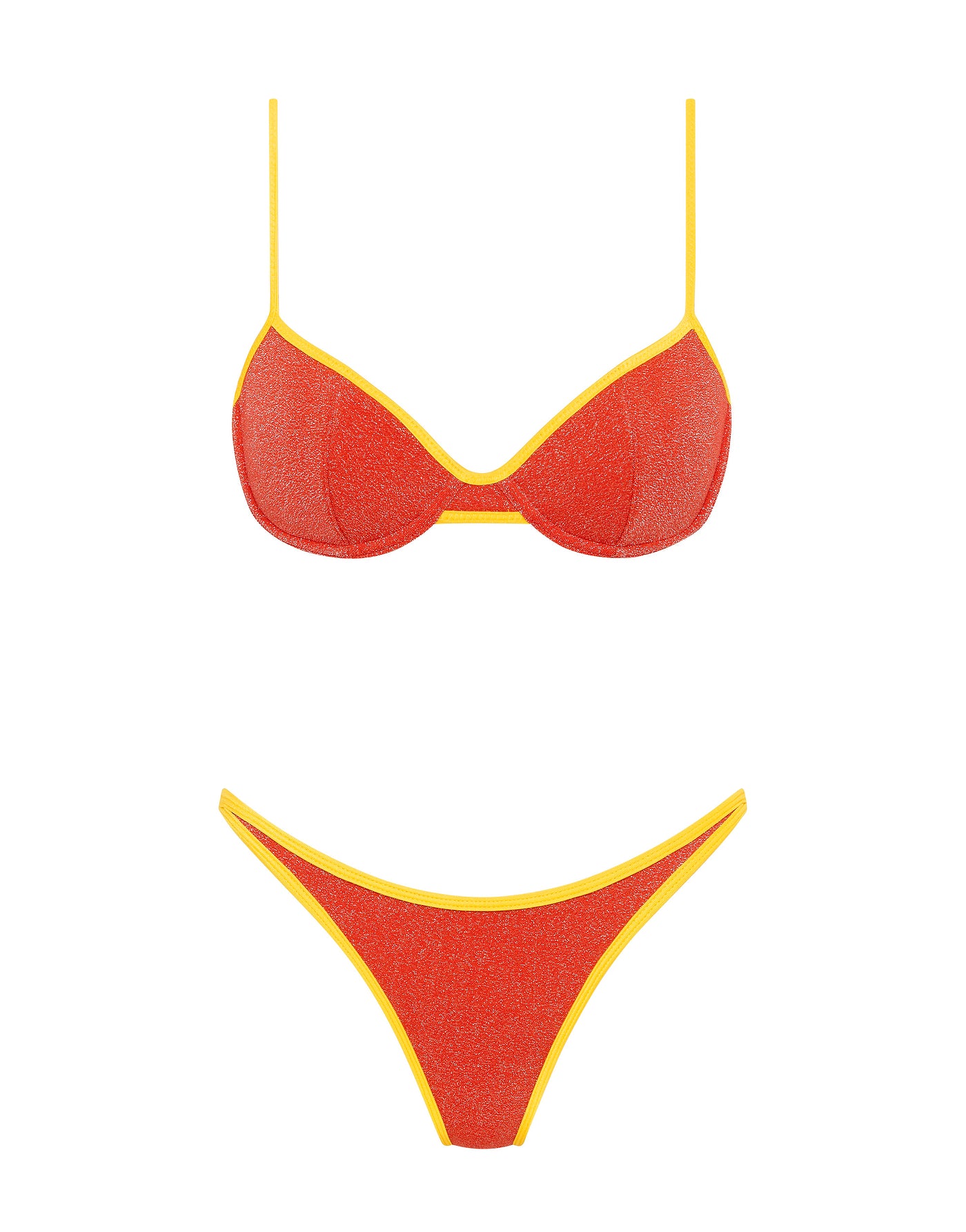JARA RUBY RED SPARKLE Balconette Bikini Set