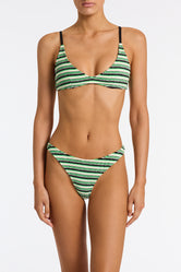 MAIA MINT SLICE STRIPE Terry Towelling Crop Bikini Set