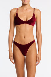 MAIA - RONI Burgundy Velvet Scoop Bikini Set