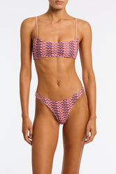 MICA - BLOSS Pink Crochet Crop Bikini Set