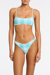 MICA BLUE BLOSS CHECK Crop Bikini Set
