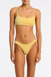 Mica Maca Triangl Yellow Textured Velvet Bikini