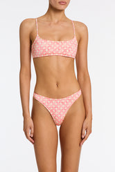 MICA PORTE Pink Geometric Crop Bikini Set