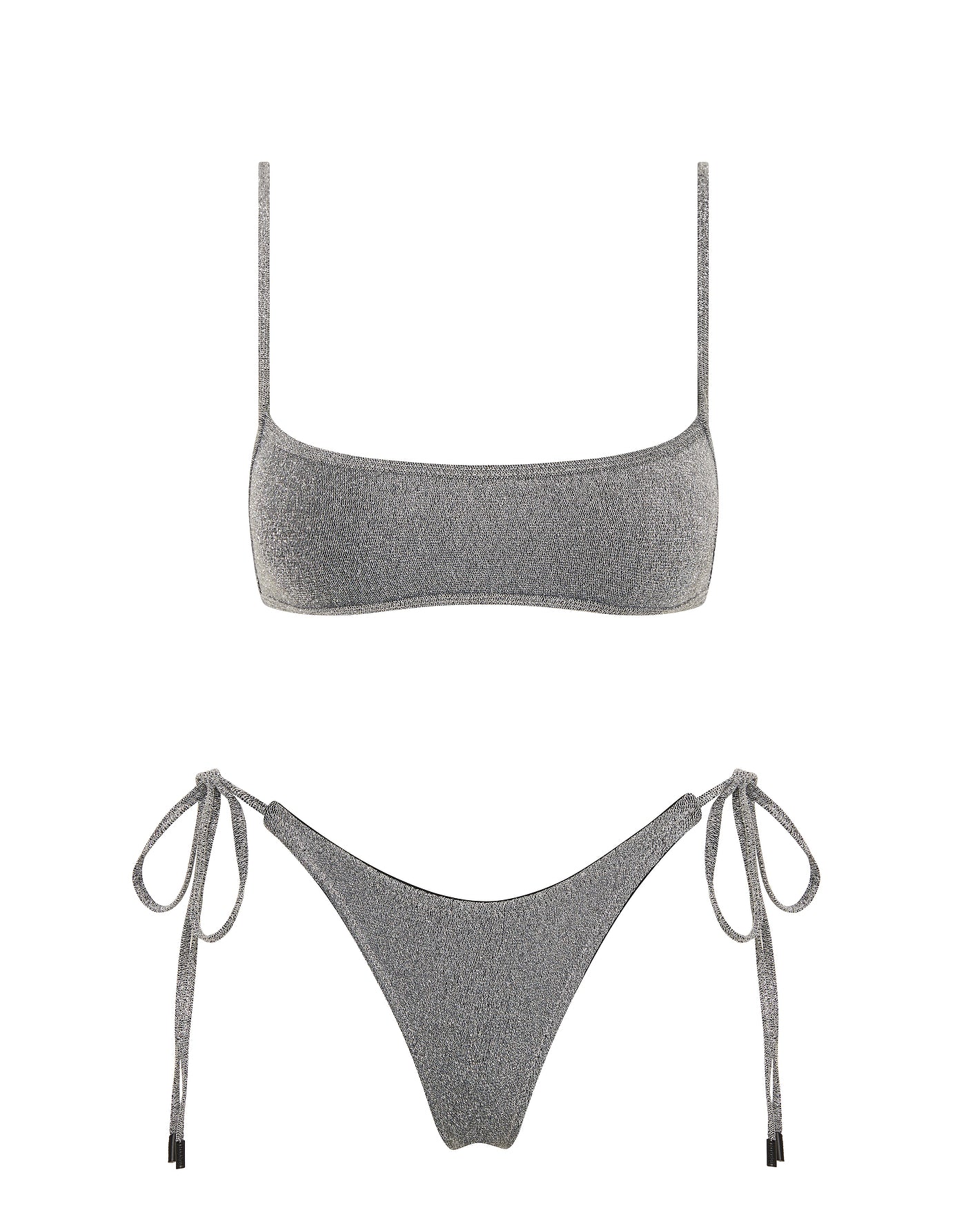 MIMA - SILVER SPARKLE Crop Bikini Set
