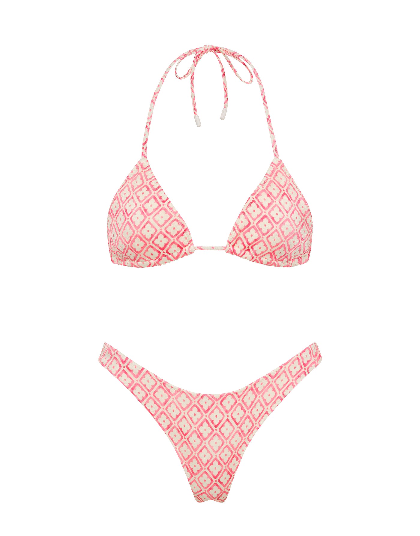 VINCA PORTE Pink Geometric Triangle Bikini Set