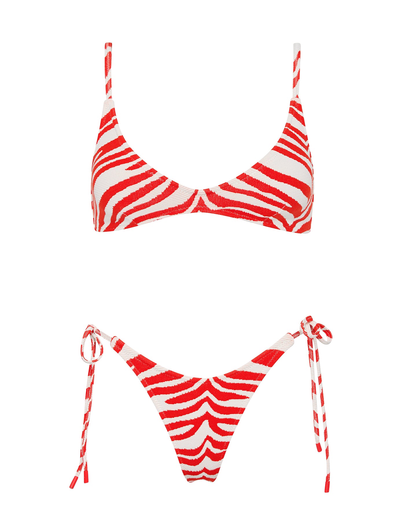 MAIA - CHERRY ZEBRA SPLASH Crop Bikini Set