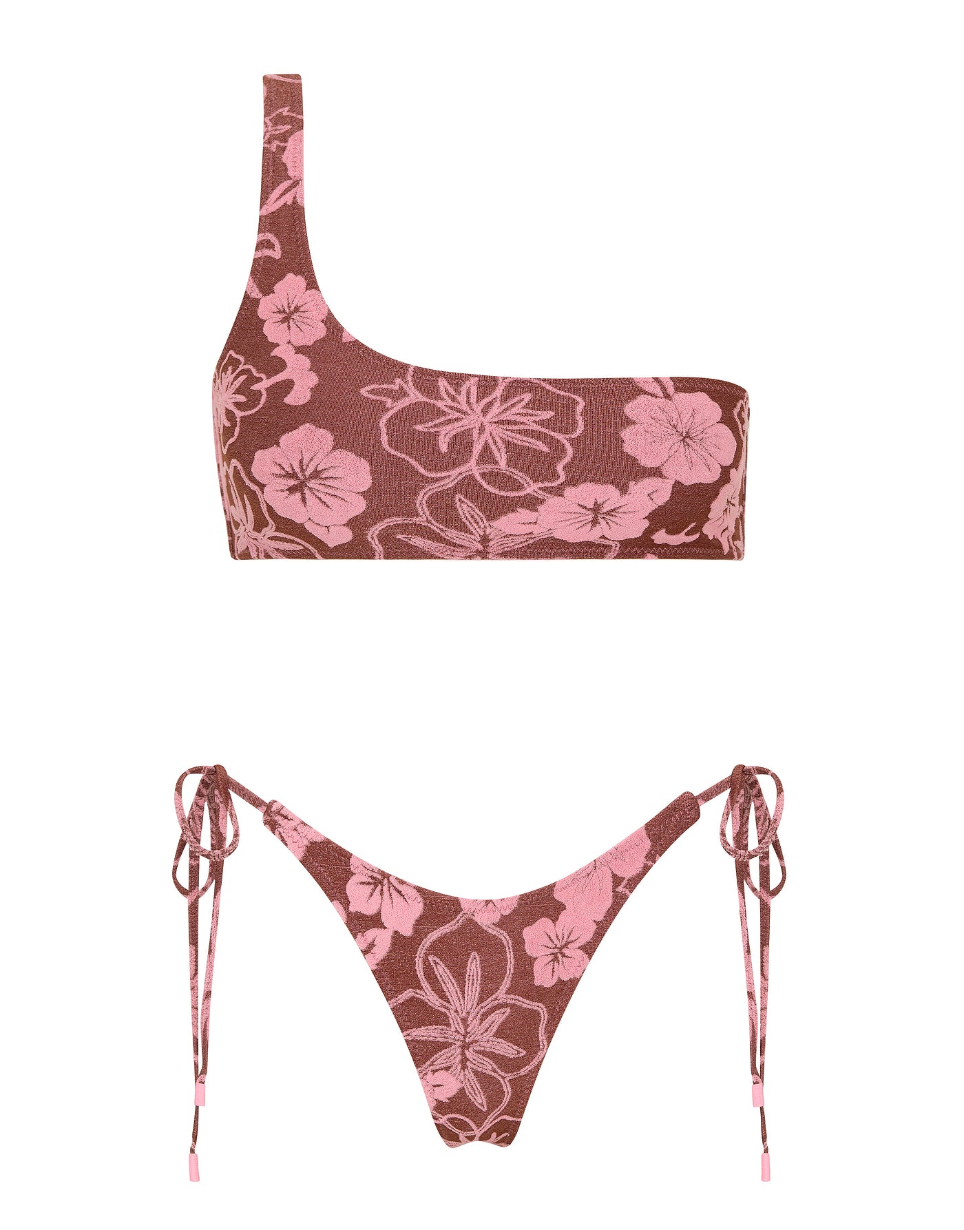 MELROSE - TIRAMISU FLORAL One Shoulder Bikini Set
