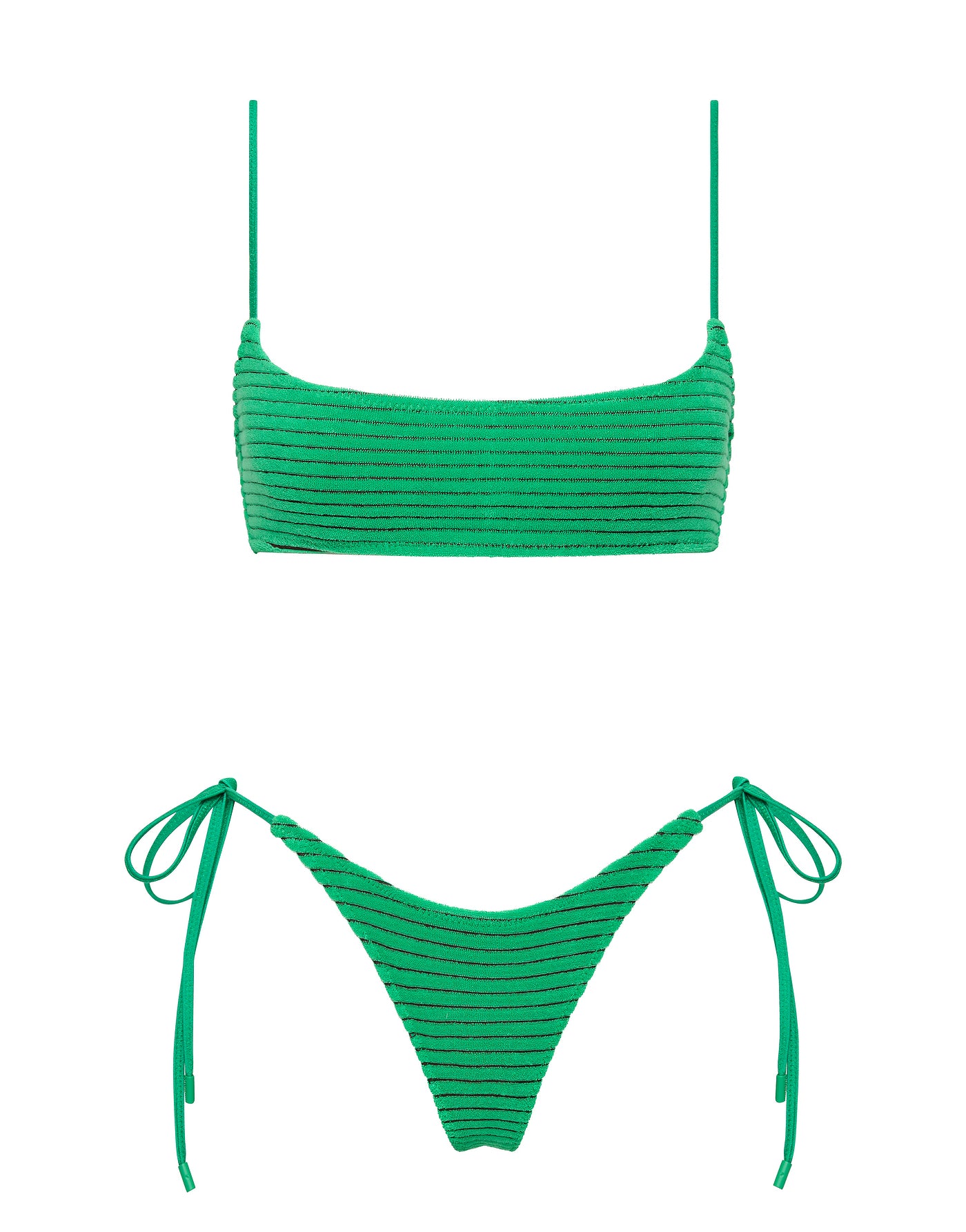 MICA HUBE Green Terry Towelling Crop Bikini Set