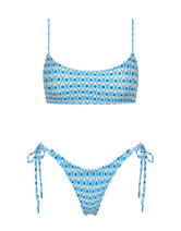 MICA RIYA Blue Geometric Crop Bikini Set