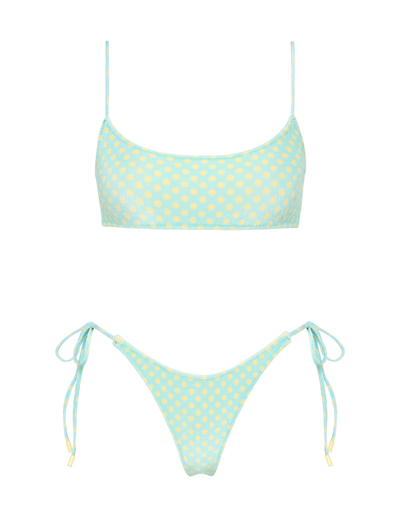 MICA SUN SPRINKLE Blue Polka Dot Crop Bikini Set