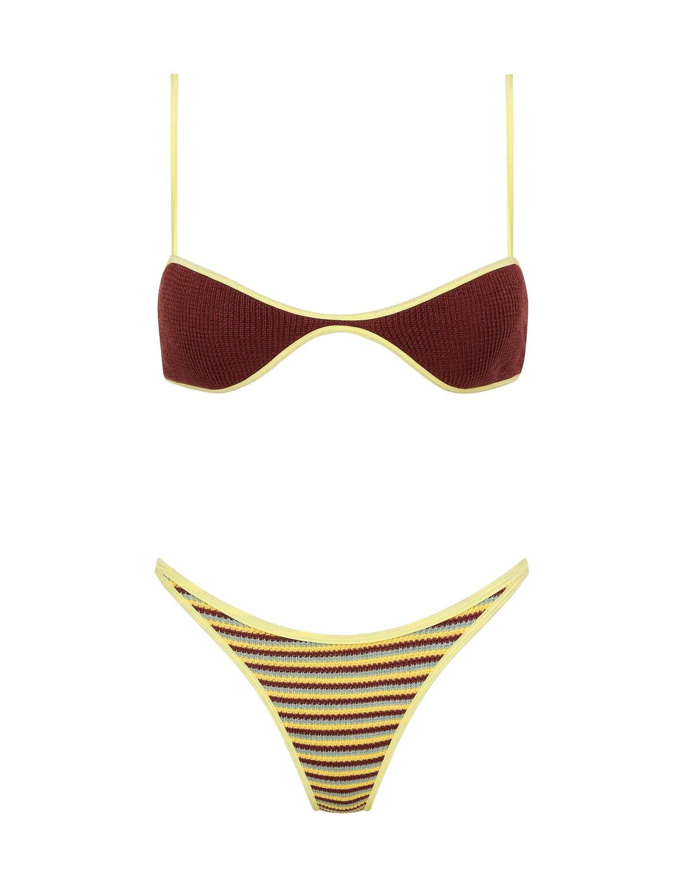 ESTE BUTTER CROCHET STRIPE Crop Bikini Set