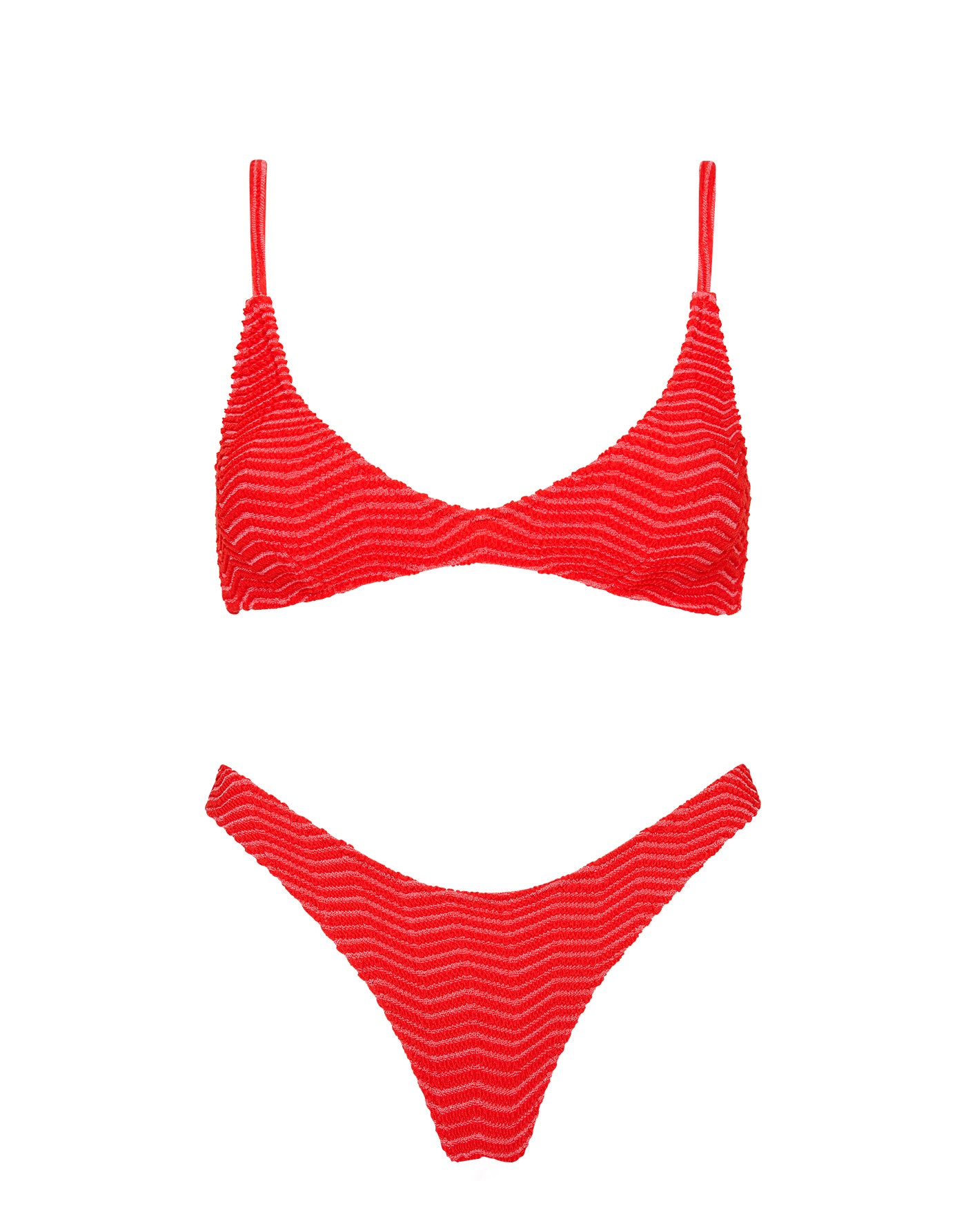 MAIA MATO Red Terry Towelling Scoop Bikini Set – Triangl