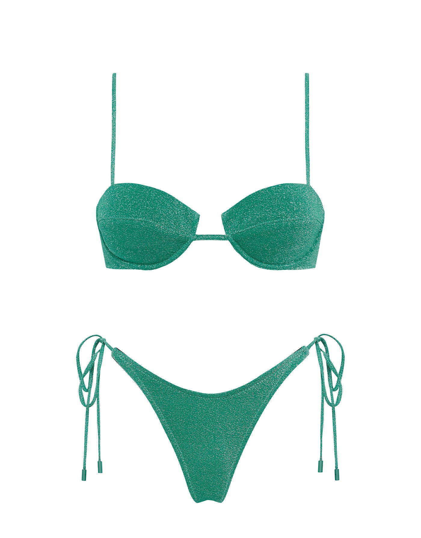 Mala Jaded Sparkle Triangl Bikini Green Lurex