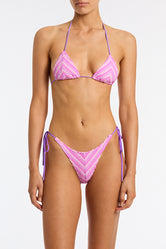 Vinca Lotus Triangl Pink and Purple Striped Terry Bikini