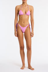 Vinca Lotus Triangl Pink and Purple Striped Terry Bikini