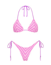 Vinca Lotus Triangl Pink and Purple Striped Terry Bikini