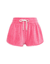 Cara Princ Triangl Shorts in Pink Textured Velvet