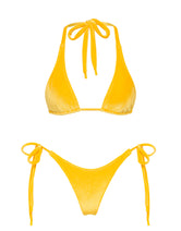 DARA CHESTE Yellow Velvet Triangle Bikini Set