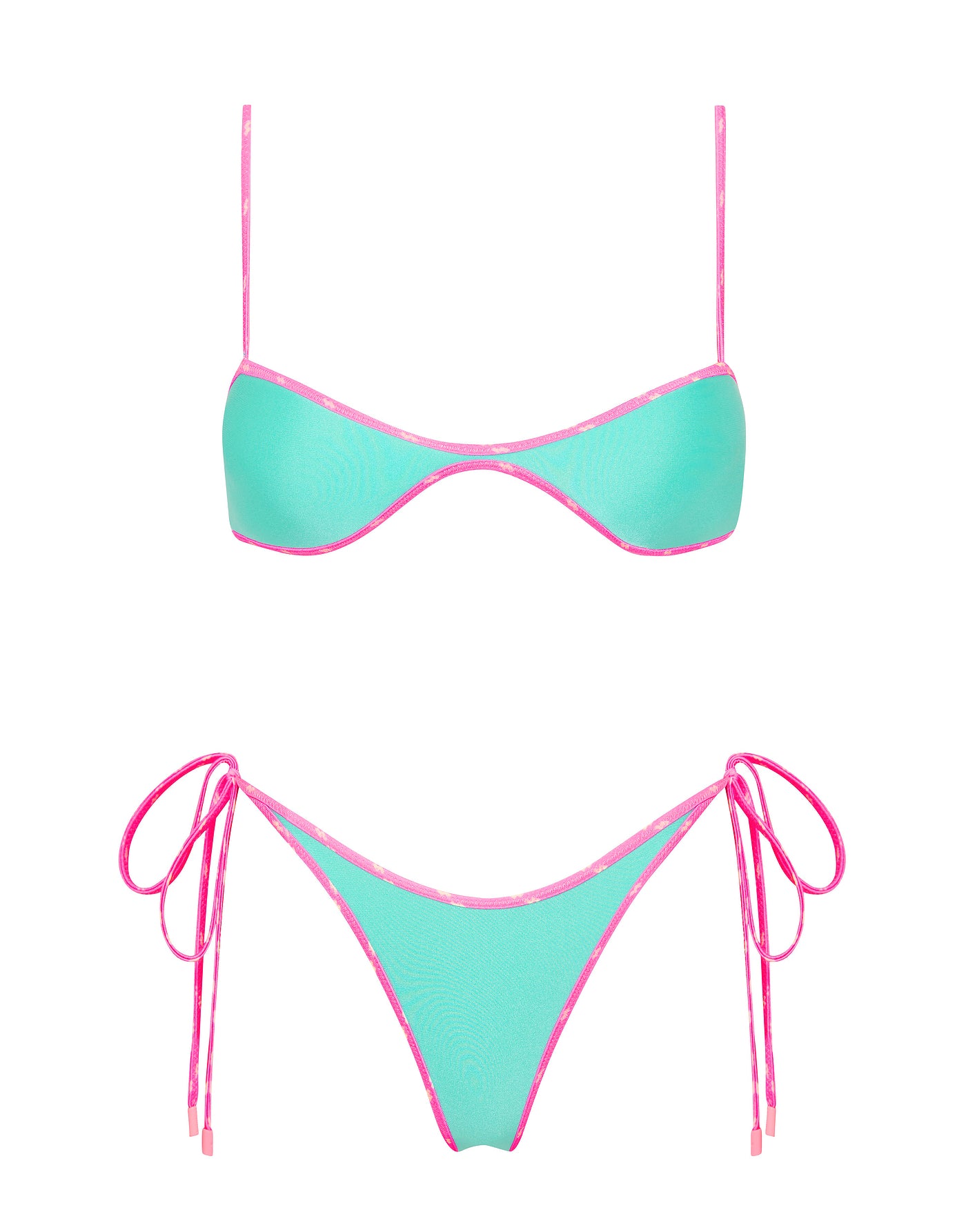 ESTE TURQUOISE Neoprene Scoop Crop Bikini Set
