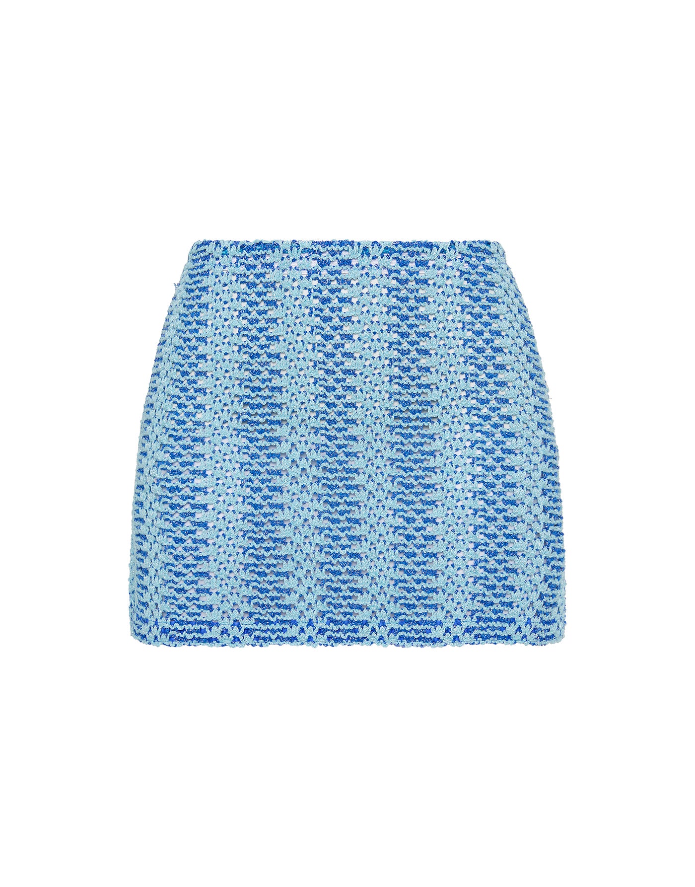 Kasi Dello Triangl Blue Sparkle Crochet Mini Skirt 